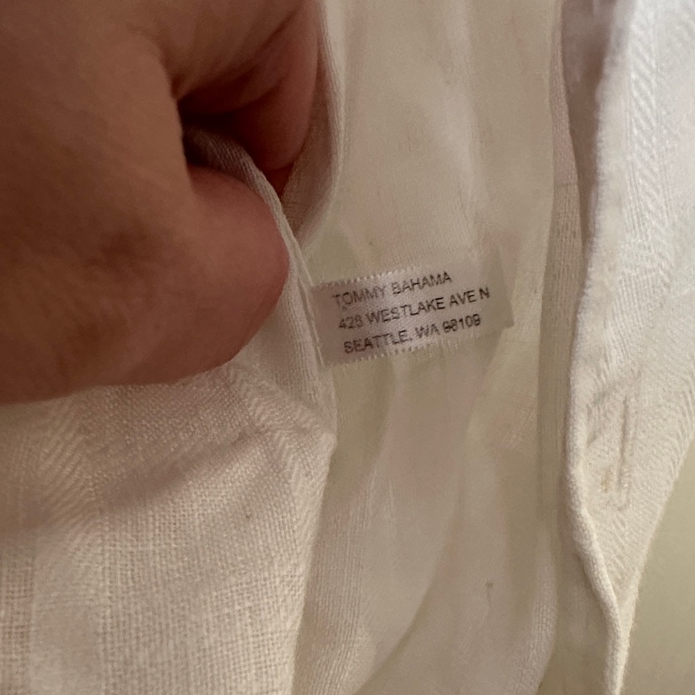 100 % linen Tommy Bahama Cream Textured Shirt - Picture 6 of 11